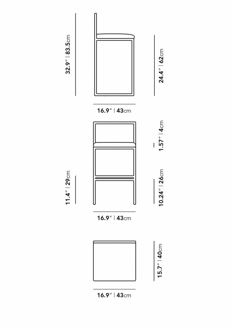 Dimensions for Parson Counter Stool