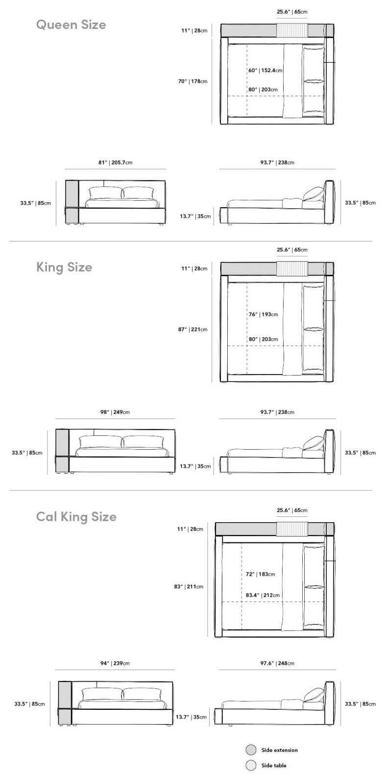 Dimensions for Porter Bed