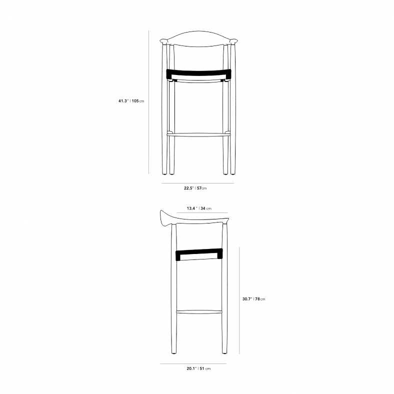 Dimensions for Round Barstool - Woven