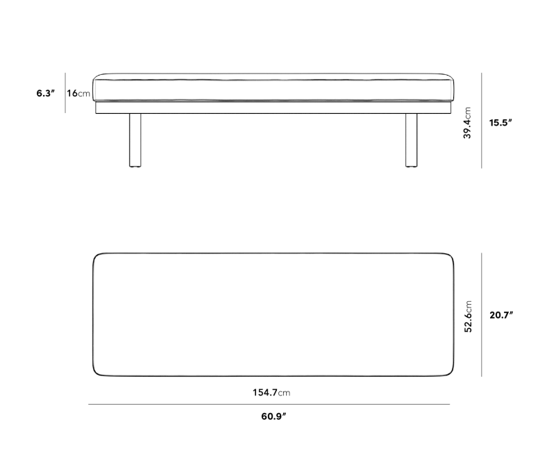 Dimensions for Sienna Bench 2022
