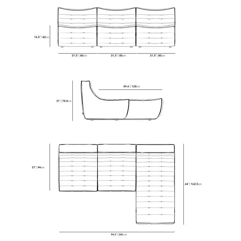 Dimensions for Tanner Sectional Sofa