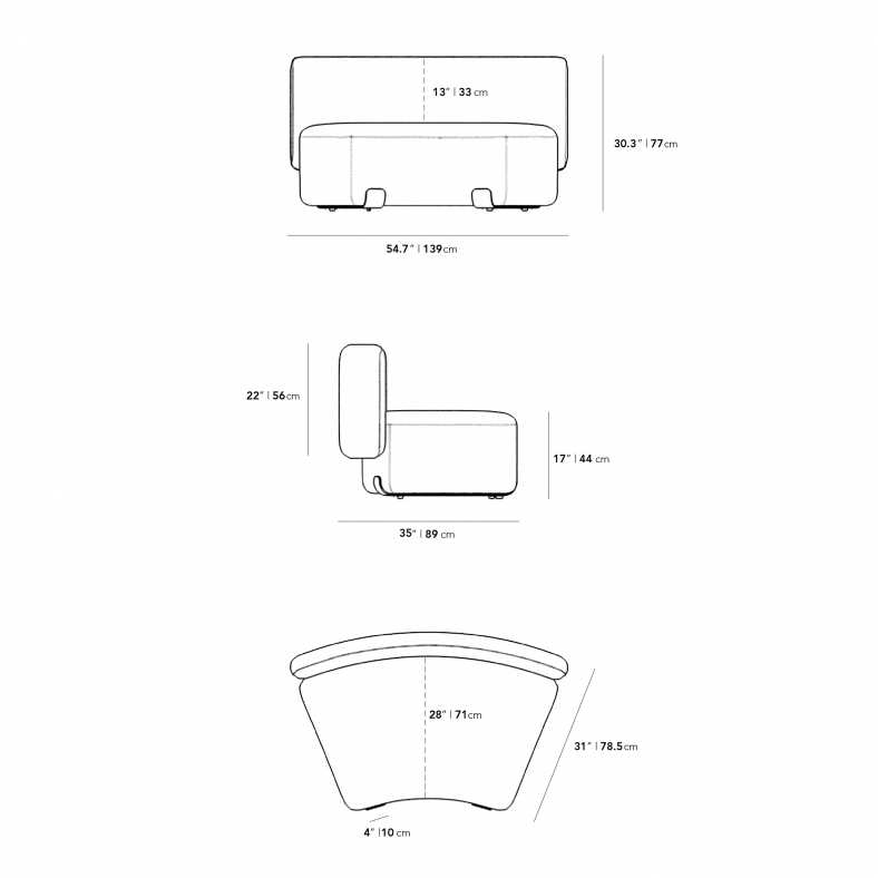 Dimensions for Tano Outdoor Armless