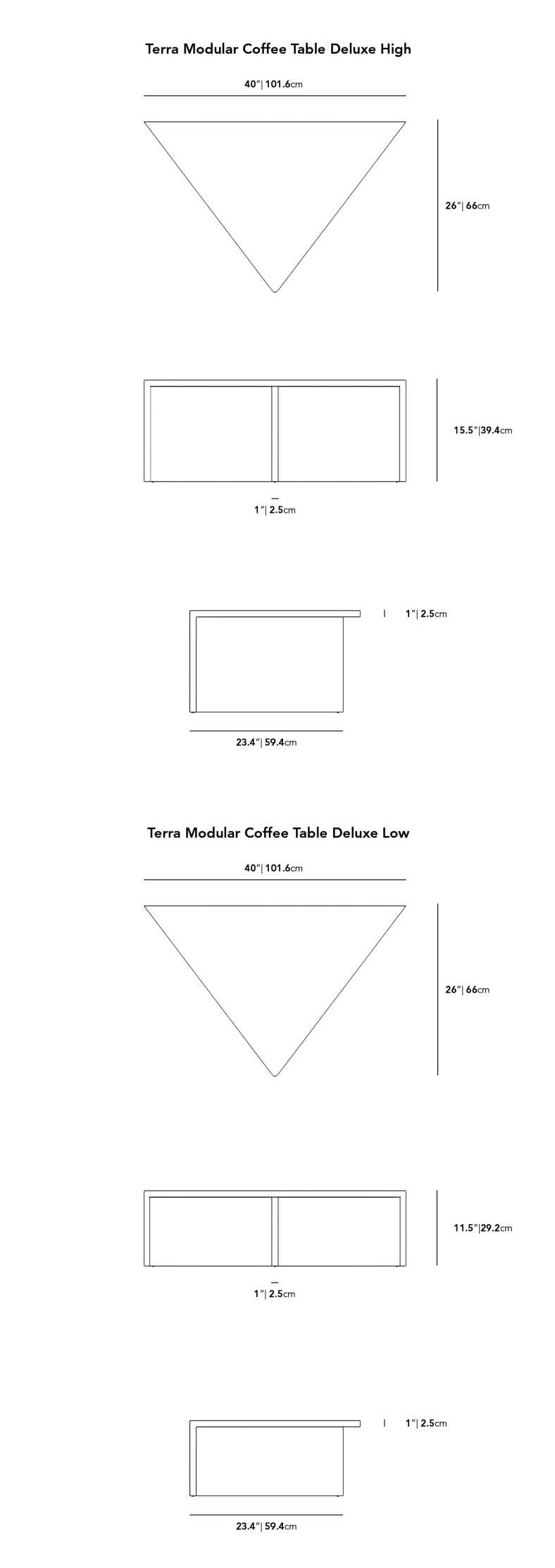 Dimensions for Terra Coffee Table - Low (Black Label)