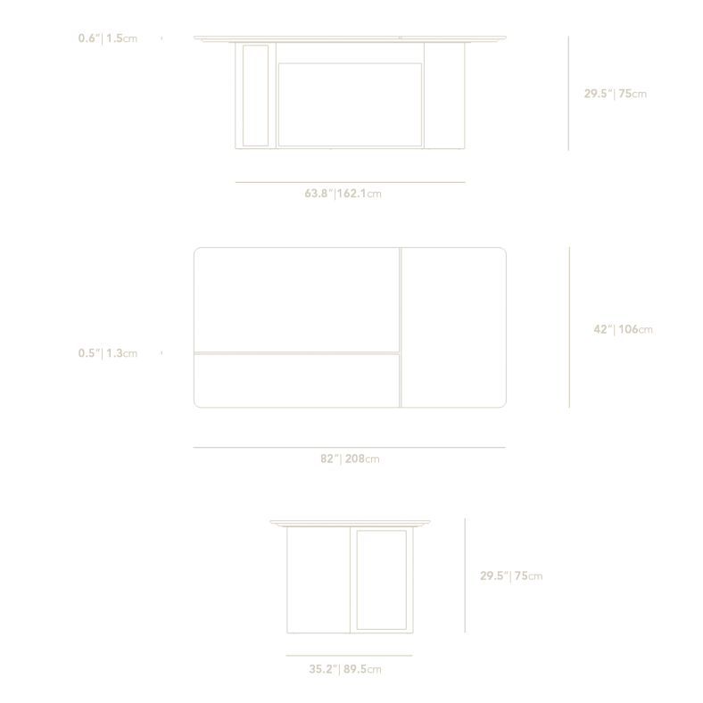 Dimensions for Terzo Table