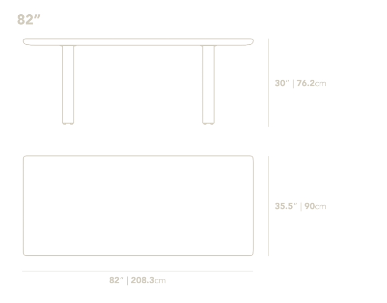 Dimensions for Tiberius Table