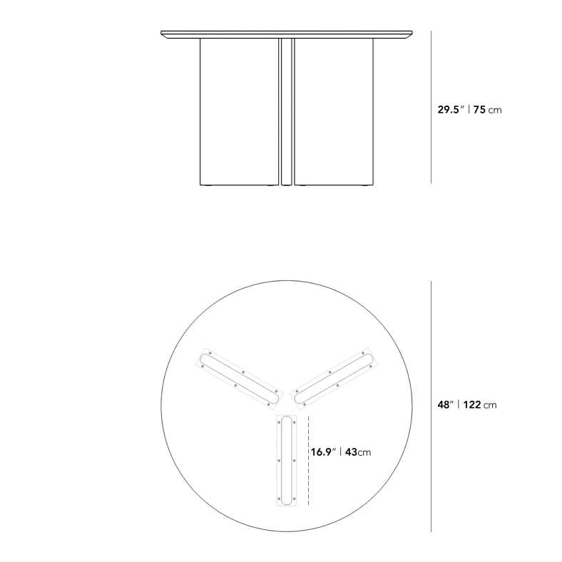 Dimensions for Trio Dining Table