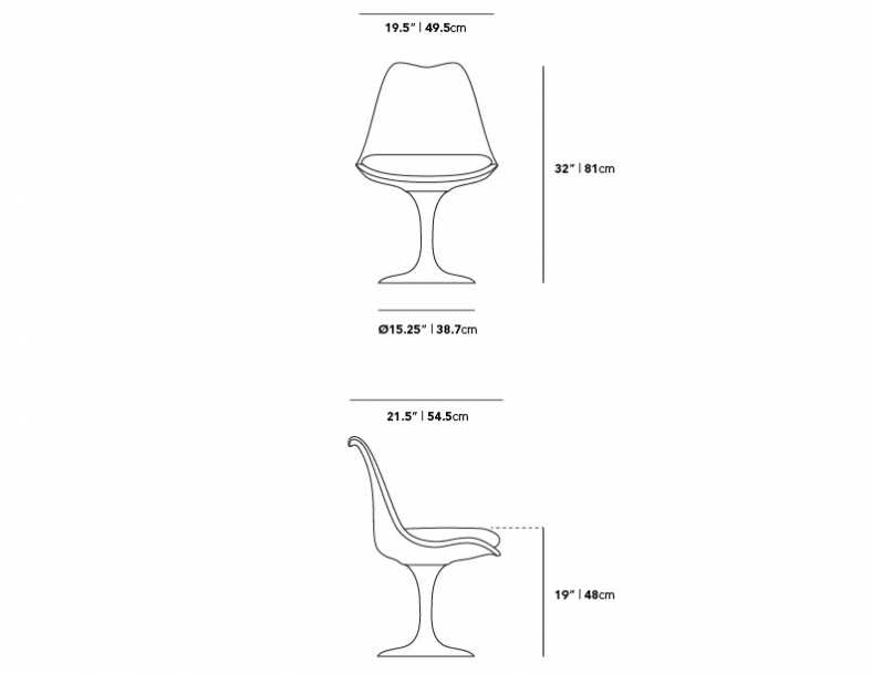 Dimensions for Tulip Side Chair