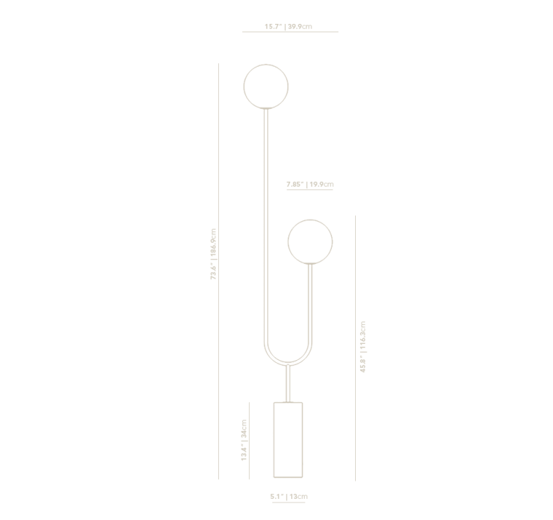 Dimensions for Uma Floor Lamp (Black Label)