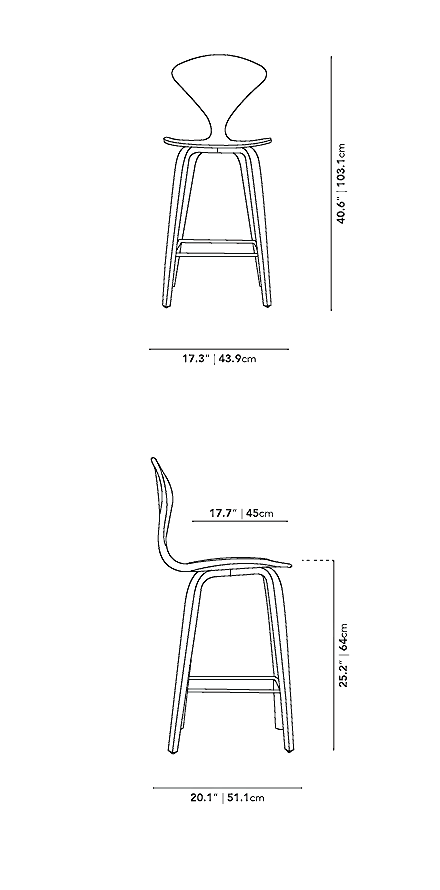 Dimensions for Norman Counter Stool