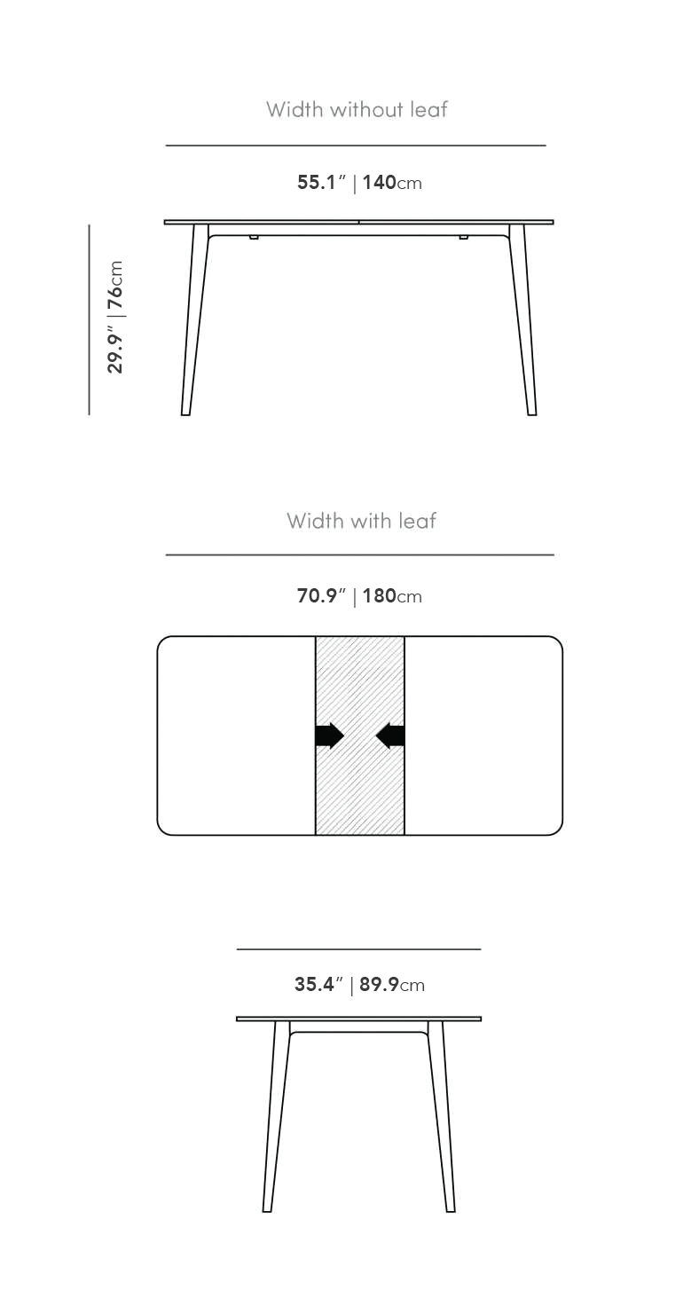 Dimensions for Marcus Dining Table