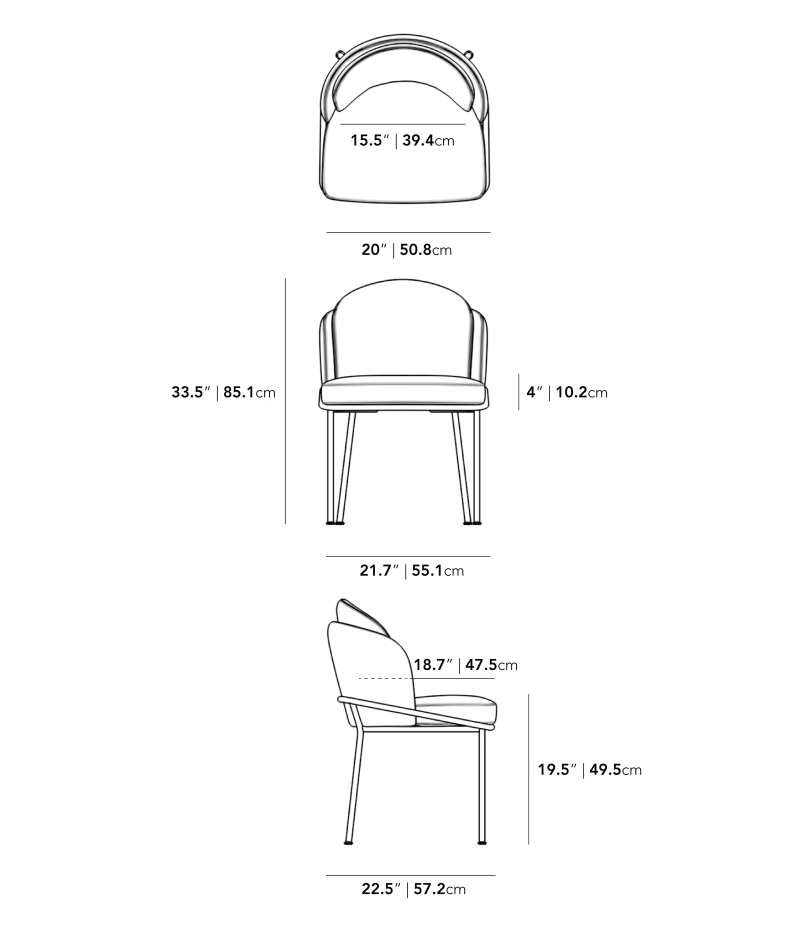 Dimensions for Angelo Dining Chair - Clearance