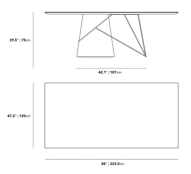 Dimensions for Winston Rectangular Table