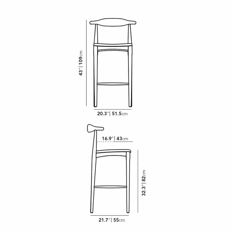 Dimensions for Elbow Barstool