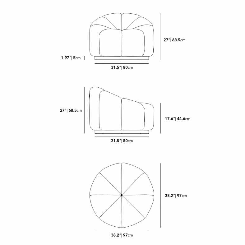 Dimensions for Vonn Lounge Chair - Swivel