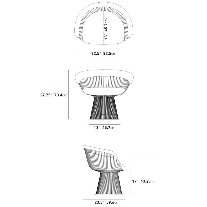 Dimensions for Warren Dining Chair