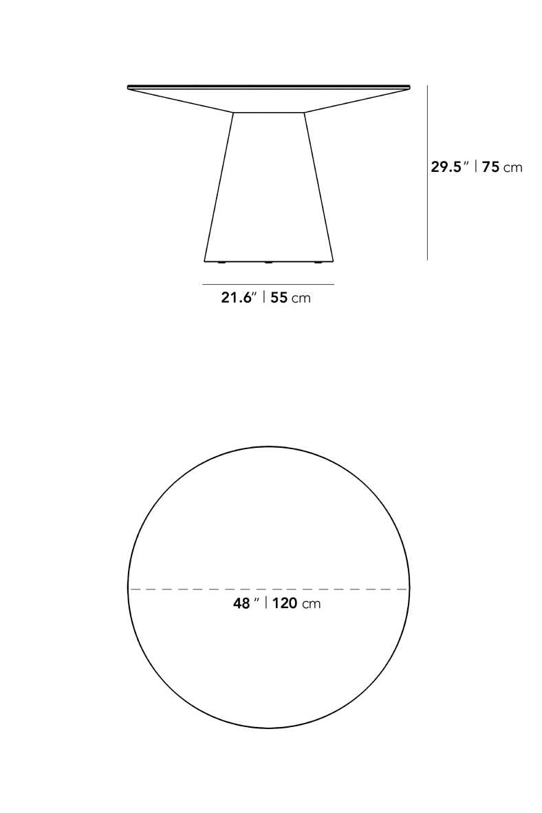 Dimensions for Winston Dining Table - 48"