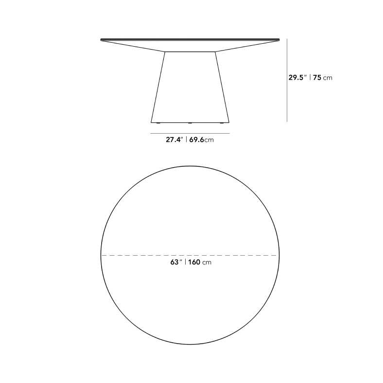 Dimensions for Winston Dining Table - 63"