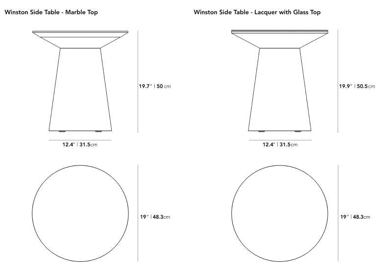 Dimensions for Winston Side Table