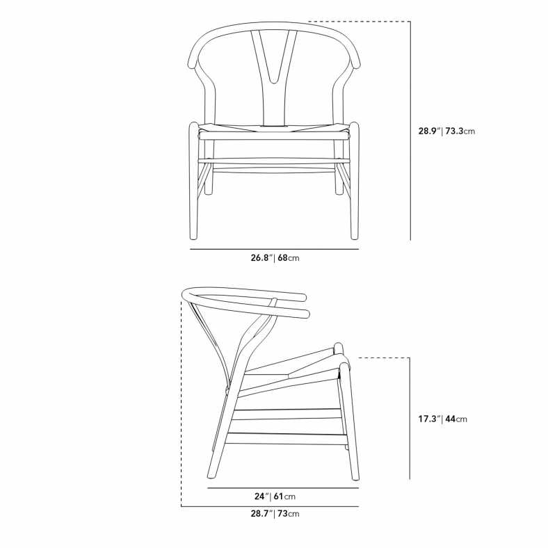 Dimensions for Wishbone Outdoor Lounge Chair