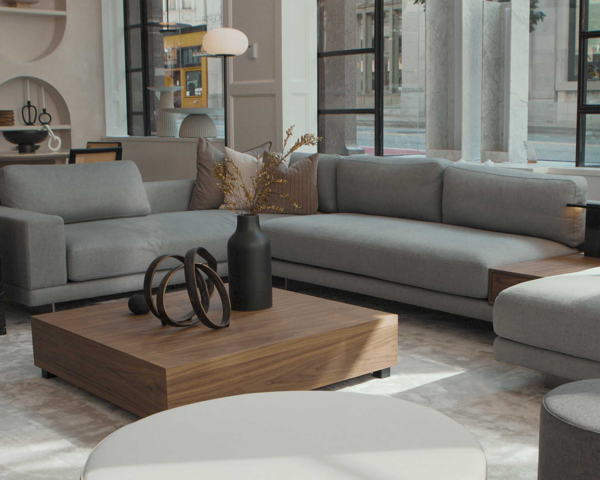 Dresden Armless Sofa with Side Table | Rove Concepts