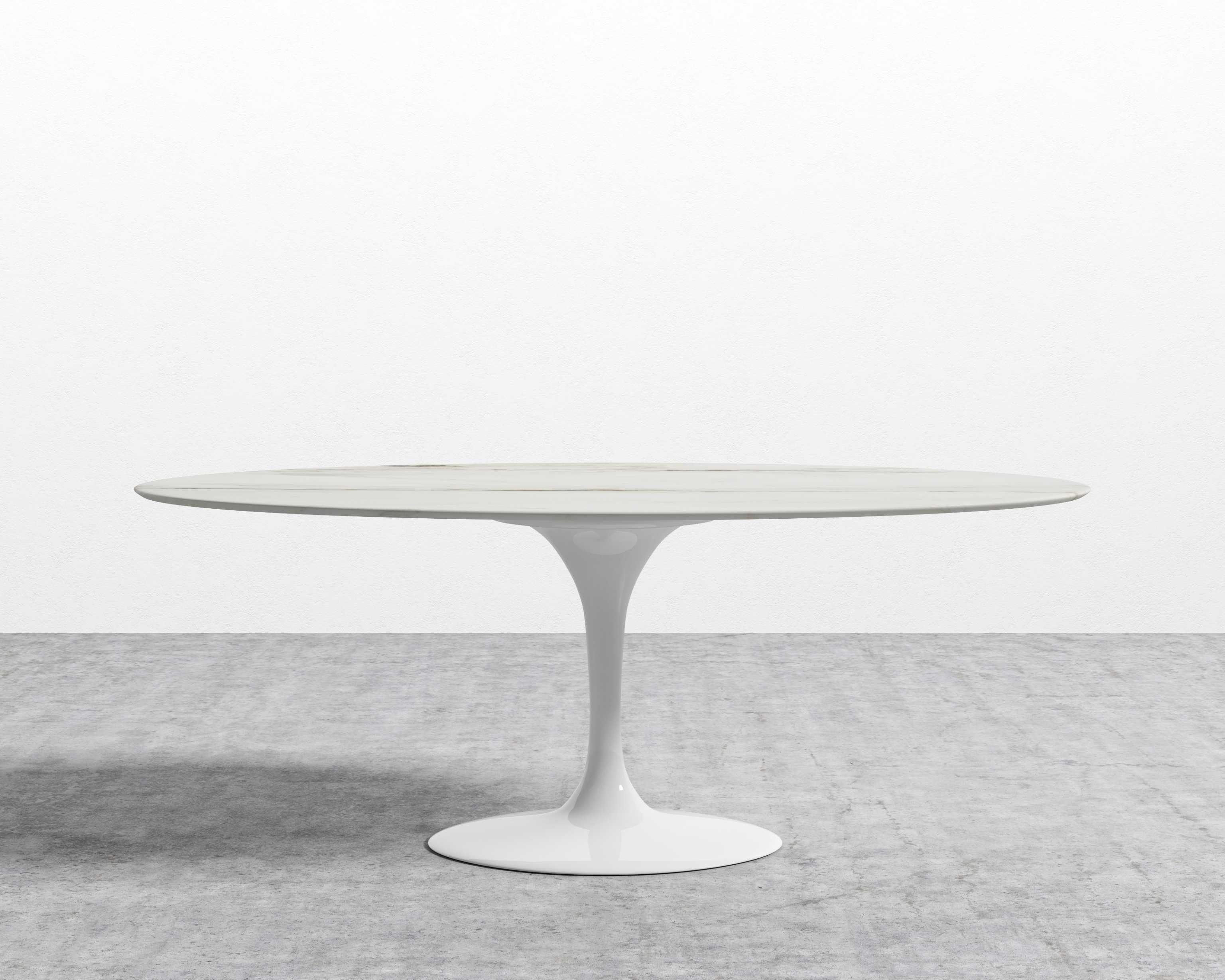 Tulip Table Oval Calacatta Gold Marble Mid Century Modern