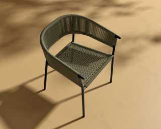 Afton_Chair_Outdoor_Black_Frame - Olive Green Cord