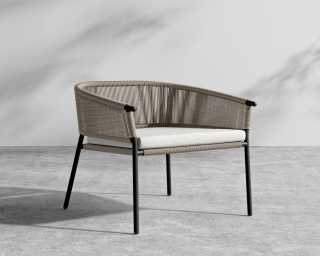 Afton Outdoor Lounge Chair - Black Frame - Taupe Cord Afton Outdoor Lounge Chair - Black Frame - Taupe Cord