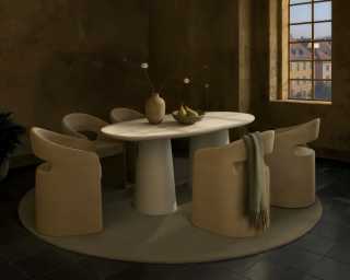 Alessia Dining Table with Rhea Chairs - Tuscany  Alessia Dining Table with Rhea Chairs - Tuscany