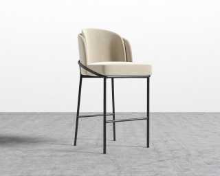 Angelo Bar Stool - Plush Velvet - Warm Taupe - Black Angelo Bar Stool - Plush Velvet - Warm Taupe - Black