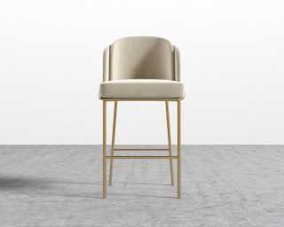 Angelo Bar Stool - Plush Velvet - Warm Taupe - Brass Angelo Bar Stool - Plush Velvet - Warm Taupe - Brass