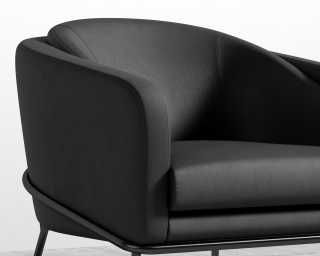 Angelo Lounge Chair - Microfiber Leather - Trento Jet Black - Black Frame