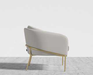 Angelo Lounge Chair - Microfiber Leather - Trento Taupe - Brass Frame