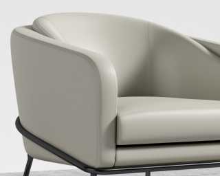 Angelo Lounge Chair - Microfiber Leather - Trento Taupe - Black Frame