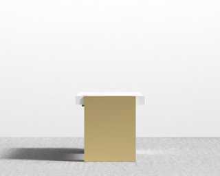 Arlo Desk - Brushed Brass - White Lacquer