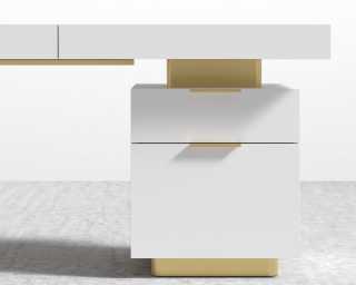 Arlo Desk - Brushed Brass - White Lacquer