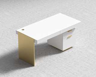 Arlo Desk - Brushed Brass - White Lacquer