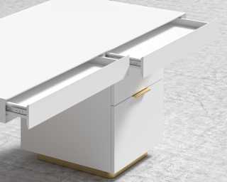 Arlo Desk - Brushed Brass - White Lacquer