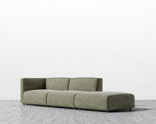 Arya Modular Sofa with Open End - Venice Vegan Suede - Sage