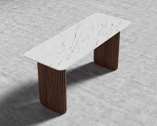 Athena Table - Walnut/White Marble - 63"