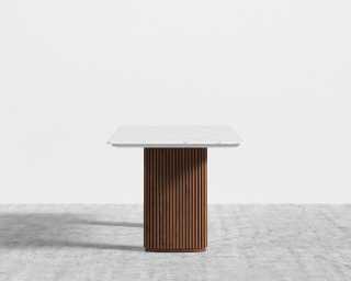 Athena Dining Table - White Carrara Marble - Walnut Base