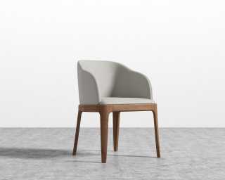 Aubrey Armchair - Microfiber Leather - Trento Taupe - Walnut Stain