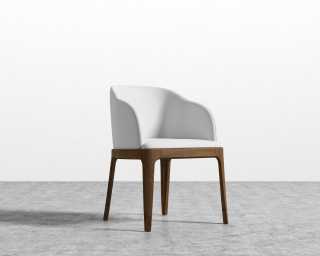Aubrey Armchair - PU Leather - Monaco White - Walnut Stain