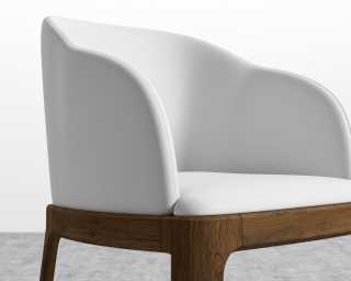 Aubrey Armchair - PU Leather - Monaco White - Walnut Stain