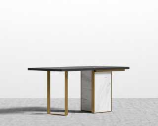 Augustus Desk 63" - Black Top - White Marble Base