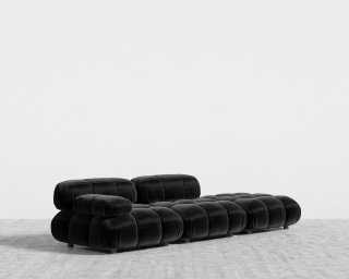 Belia Open End Sofa - Plush Velvet - Black