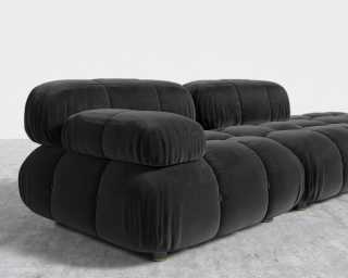Belia Open End Sofa - Plush Velvet - Black