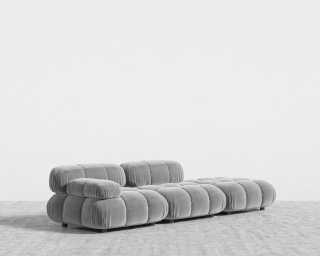 Belia Open End Sofa - Plush Velvet - Glacier Grey