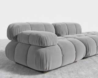 Belia Open End Sofa - Plush Velvet - Glacier Grey