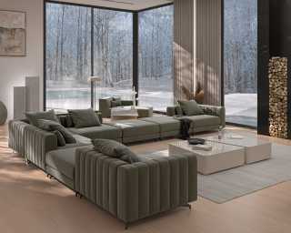 Berllin Modular Sectional Scene in Sage  Berllin Modular Sectional Scene in Sage