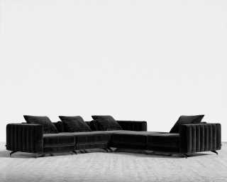 Berlin L-Sectional - Plush Velvet - Black Berlin L-Sectional - Plush Velvet - Black